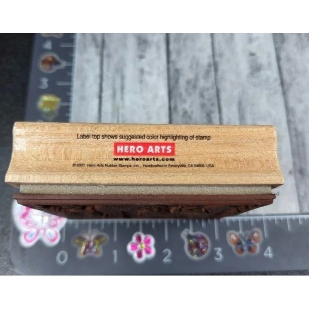 Hero Arts Butterfly With Ferns M2162 Asian Rubber Stamp Wood #P8